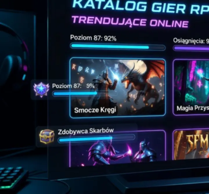 Futurystyczny dashboard katalogu gier