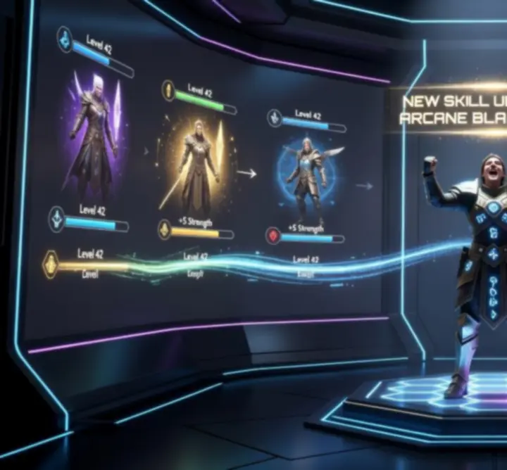 Galeria zwycięstw graczy z epickimi walkami i ekranami levelowania postaci